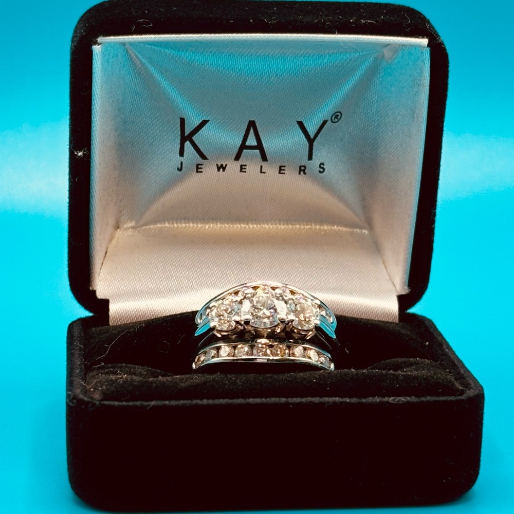 Leo diamond 3 stone band with Kay diamond enhancers